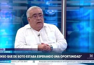 Enrique Ghersi: Creo que este Congreso no le dará el voto de confianza a Hernando de Soto