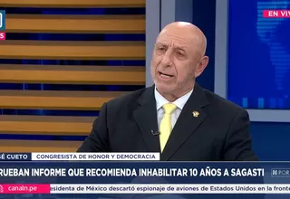 José Cueto apoya informe que sugiere inhabilitación de Francisco Sagasti por 10 años