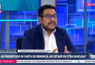 Carlos Zevallos: Ya he presentado mi carta de renuncia, no estaré en otra bancada